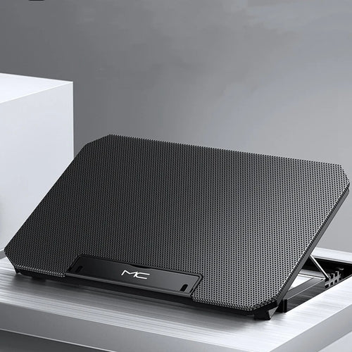 Suporte de resfriamento para notebook Velav com ventoinhas e estrutura em plástico, ideal para manter o laptop fresco.