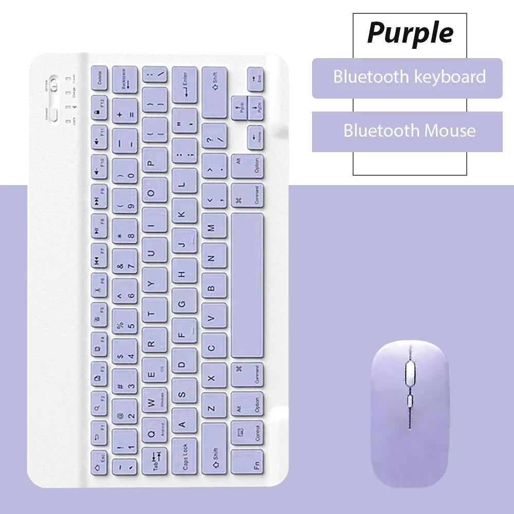 Teclado e mouse Bluetooth USB-C Velav_2 em uso, com design compacto e moderno para computador ou laptop.