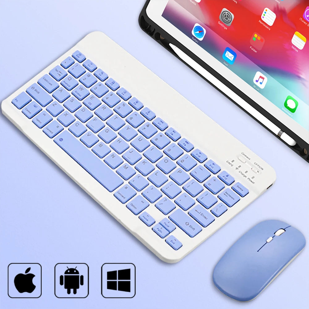 Teclado e mouse Bluetooth e USB-C Velav_2, design moderno, com teclas e botões visíveis, ideal para uso confortável e eficiente