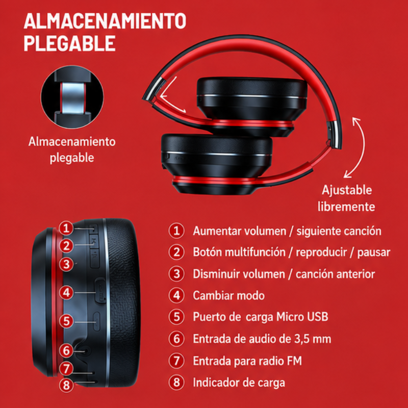 Auriculares Bluetooth e com fio Velav_2, com design compacto e confortável, visíveis na imagem.